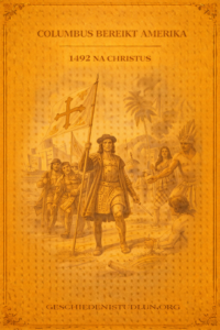 1492 Columbus bereikt amerika ontdekkingsreiziger boot schip varen tijdlijn